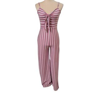 Poof New York Size S Pink/Mauve and White Striped Halter Jumpsuit